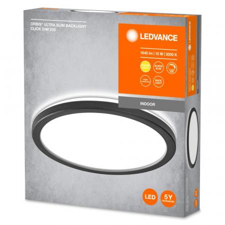 LEDVANCE Orbis Ultra Slm Backlight Deckenleuchte 23,5cm in Schwarz dimmbar